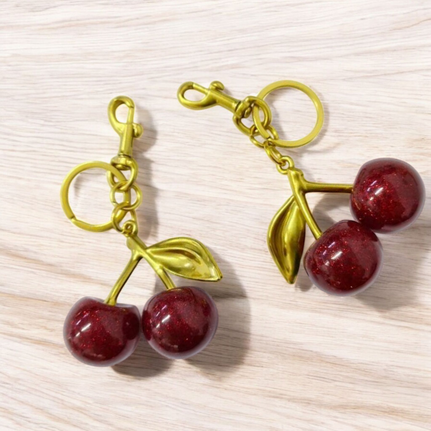 Pretty Cherry Keychain Metal Pendant