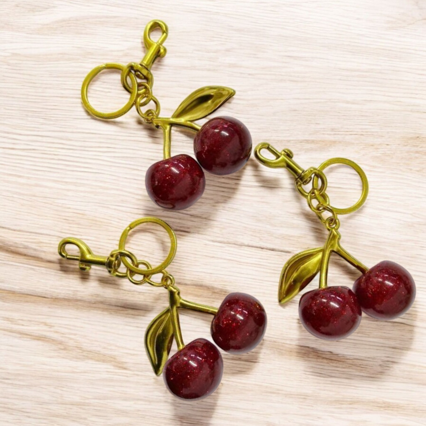 Pretty Cherry Keychain Metal Pendant